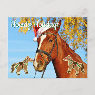Howdy Holidays - Customisable Horse Christmas Postcard