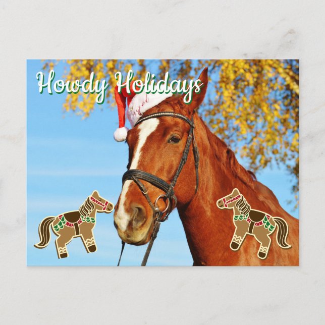 Howdy Holidays - Customisable Horse Christmas Postcard (Front)