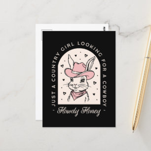 Howdy honey looking for a cowboy funny cowgirl postcard