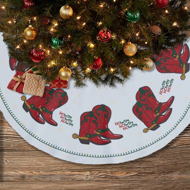 HOwdy HOwdy HOwdy Christmas Cowboy Boots Brushed Polyester Tree Skirt (Creator Uploaded)