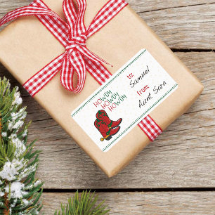 HOwdy HOwdy HOwdy Christmas Cowboy Boots Gift Tag