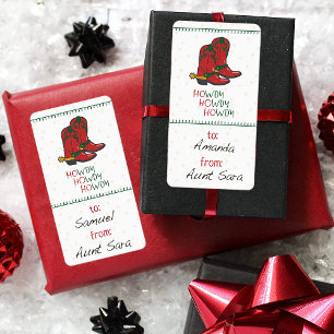 HOwdy HOwdy HOwdy Christmas Cowboy Boots Gift Tag