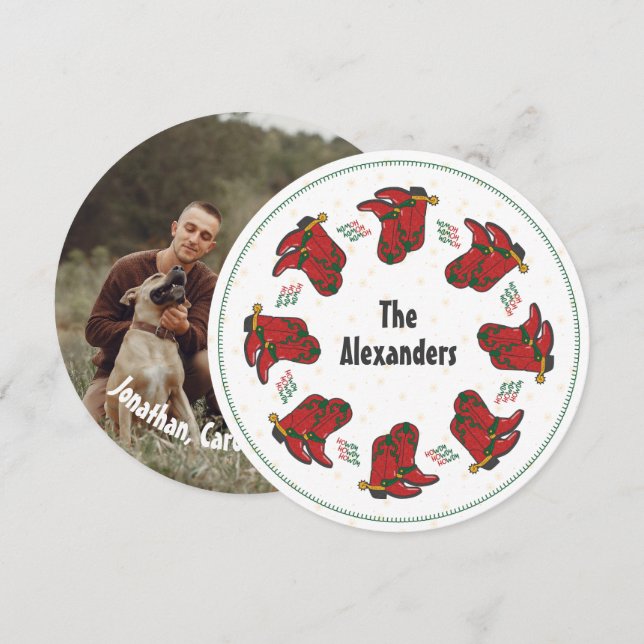 HOwdy HOwdy HOwdy Christmas Cowboy Boots Holiday Card (Front/Back)