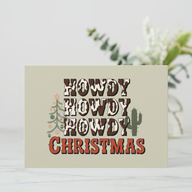 Howdy Howdy Howdy Christmas Family Xmas Party Gift Holiday Card (Standing Front)