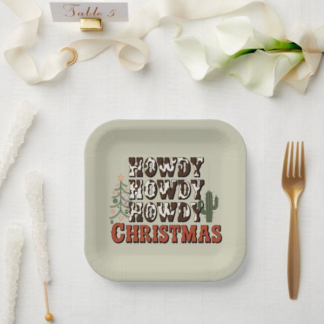 Howdy Howdy Howdy Christmas Family Xmas Party Gift Paper Plate (Wedding)