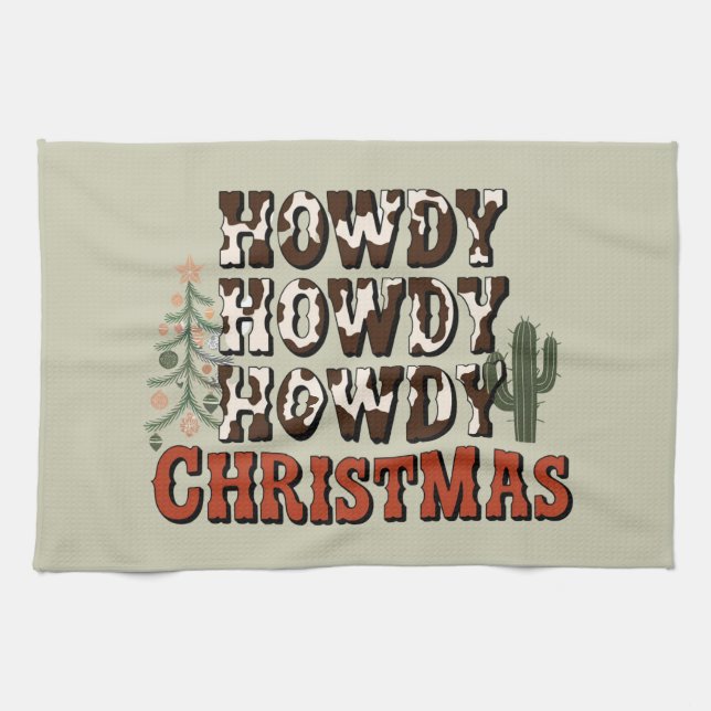 Howdy Howdy Howdy Christmas Family Xmas Party Gift Tea Towel (Horizontal)