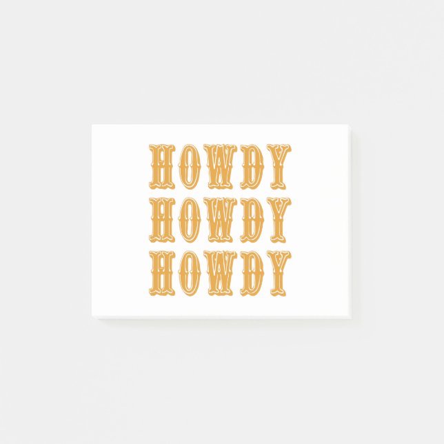 Howdy Howdy Howdy Cool Cowboy Western Post-it Notes (Front)
