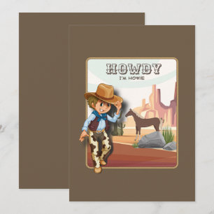 Howdy howies first birthday animal print invitatio invitation