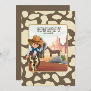 Howdy howies first birthday animal print invitation