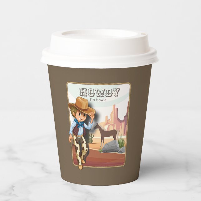 Howdy howies first birthday animal print  paper cu cups (Front)