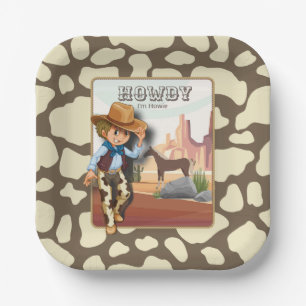 Howdy howies first birthday animal print paper pla plate