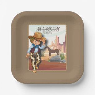 Howdy howies first birthday animal print paper pla plate