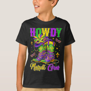 Howdy Mardi Gras Western Boot Cowgirl Louisiana Wo T-Shirt