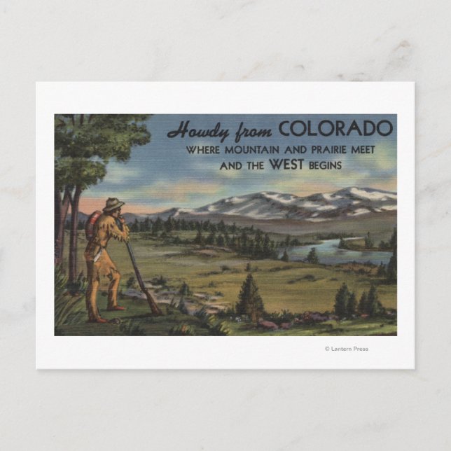 Howdy (Mountain & Prairie Scene) Postcard (Front)