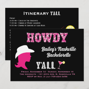 Howdy Nashville Weekend Bachelorette Invitation 