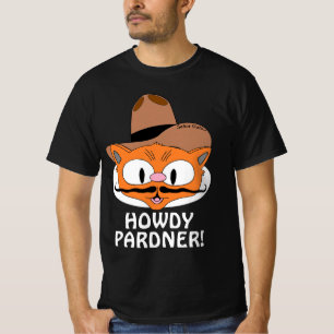 HOWDY PARDNER! Cowboy Moustache Cat T-Shirt