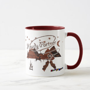 Howdy Partner - wood rustic mug