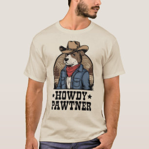 Howdy Pawtner Funny Country Western Dog Vintage T-Shirt