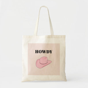 Howdy Pink Cowboy Hat Tote Bag