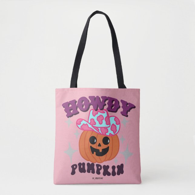 Howdy Pumpkin-Baby Pink  Tote Bag (Front)