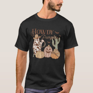 Howdy Pumpkin Boo Western Retro Halloween Funny T-Shirt