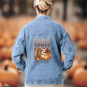 Howdy Pumpkin Cowgirl Western Denim Jacket