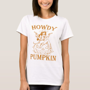 Howdy Pumpkin Cowgirl, Western Halloween T-Shirt