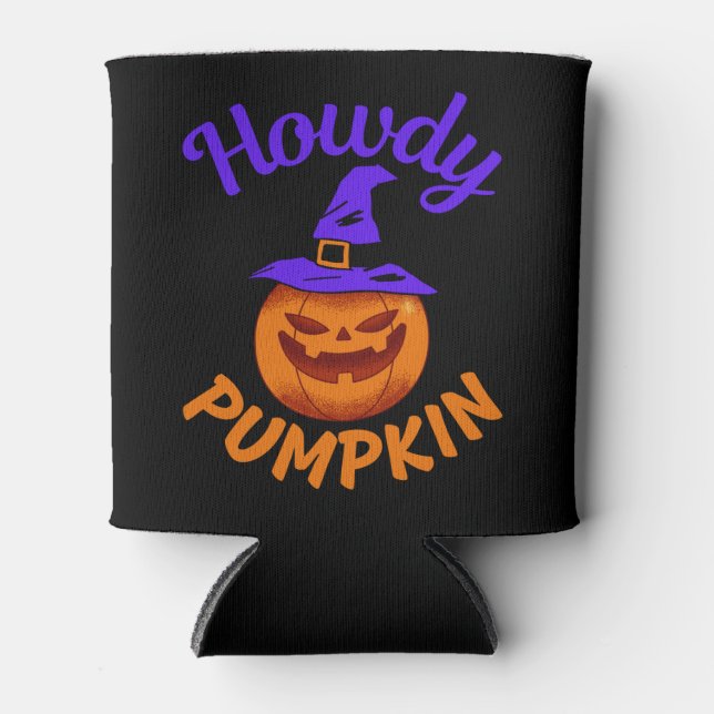Howdy Pumpkin Halloween Can Cooler (Front)