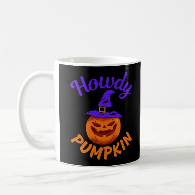 Howdy Pumpkin Halloween  Coffee Mug (Left)