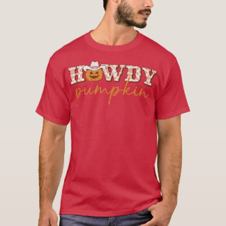 Howdy Pumpkin HalloweenRetro Fall Autumn Western T-Shirt
