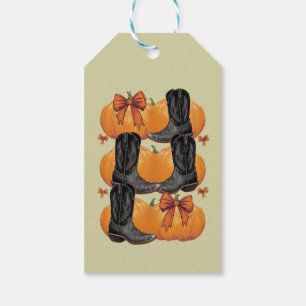 Howdy Pumpkin Western Fall Coquette Bow Cowgirl Gift Tags