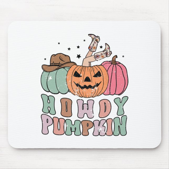 Howdy Pumpkin Western Fall Rodeo Halloween  Mouse Mat (Front)