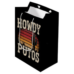 Howdy Putos Funny Cactus Retro Vintage Medium Gift Bag