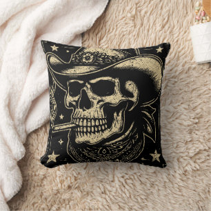 Howdy Putos Funny Skull Retro Vintage Cushion