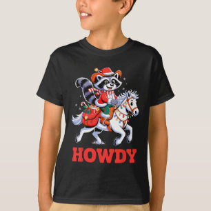 Howdy Racoon Cowboy Christmas Holiday Animal T-Shirt