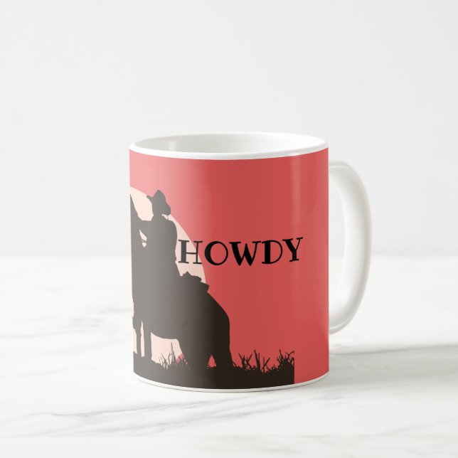 Howdy Ranch Cowboy Horse Western Coffee Mug (Front Right)