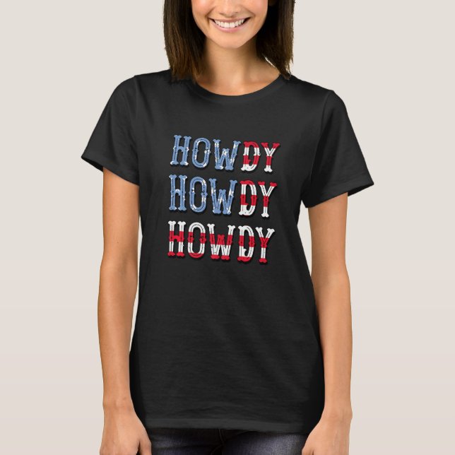 Howdy Retro Cowgril & Cowboy Western Rodeo Texas 4 T-Shirt (Front)