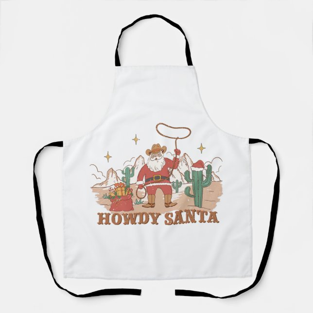 Howdy Santa Claus Cowboy Western Christmas Pj Paja Apron (Front)