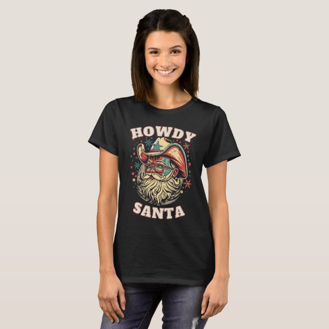 Howdy Santa Country Christmas T-Shirt (Front Full)