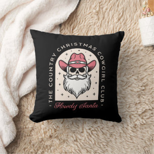 Howdy Santa Country Cowgirl disco Christmas Cushion