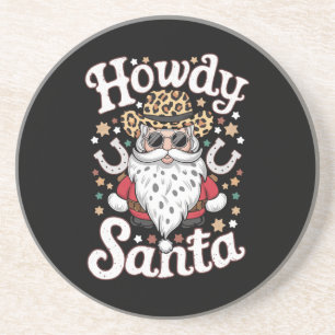 Howdy Santa Western Cowboy Rodeo Christmas Gift Coaster