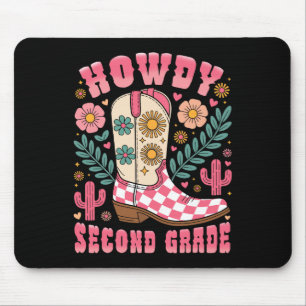 Howdy Second Grade Western 2nd Grade Teacher Cowbo Mouse Mat