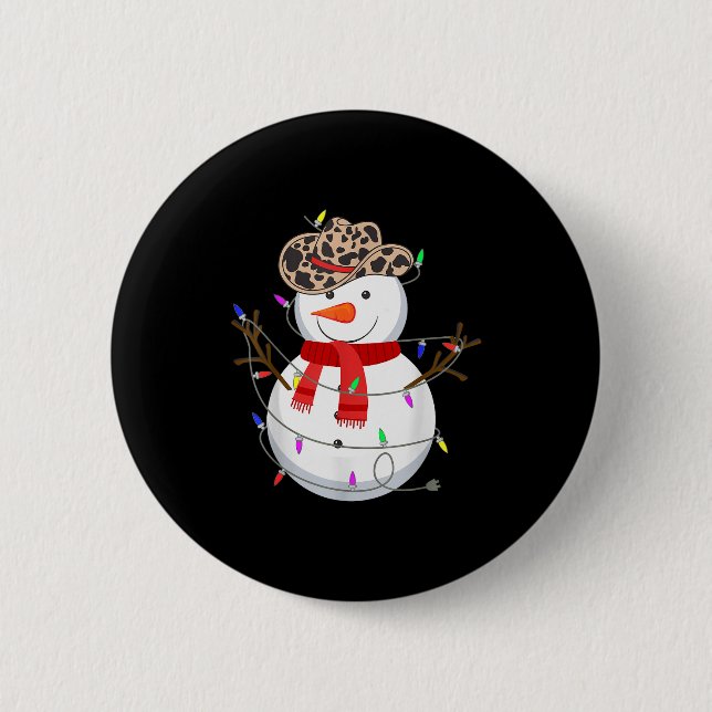 Howdy Snowman Funny Cowboy Hat Western Christmas 2 6 Cm Round Badge (Front)