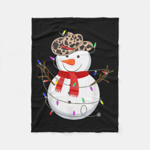 Howdy Snowman Funny Cowboy Hat Western Christmas 2 Fleece Blanket