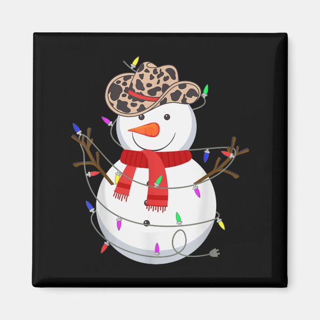Howdy Snowman Funny Cowboy Hat Western Christmas 2 Magnet (Front)