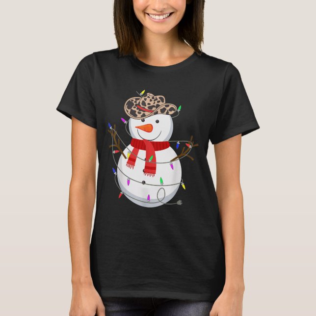 Howdy Snowman Funny Cowboy Hat Western Christmas 2 T-Shirt (Front)