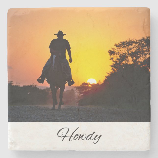 Howdy | Southern Quote | Cowboy Life Stone Coaster (Front)