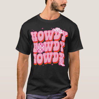 Howdy Southern Western Girl Country Rodeo Pink Cow T-Shirt