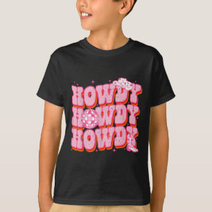 Howdy Southern Western Girl Country Rodeo Pink Cow T-Shirt