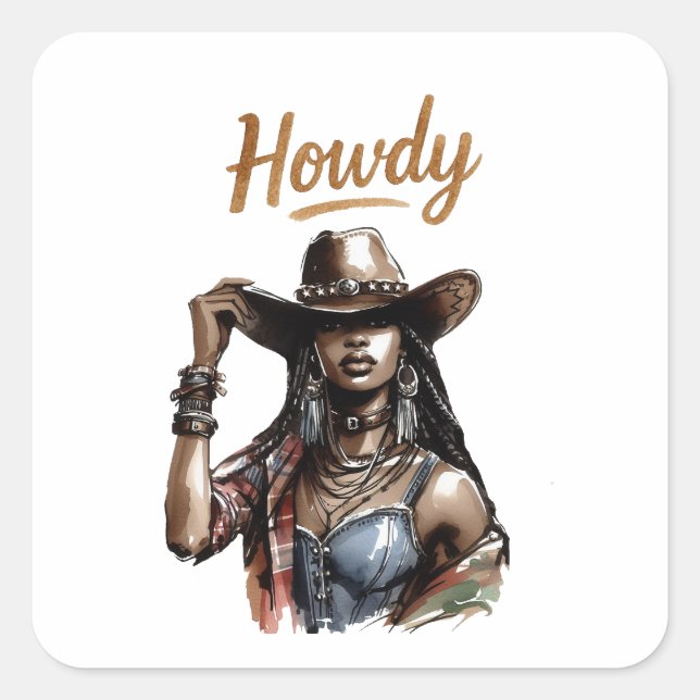 Howdy Square Sticker (Front)